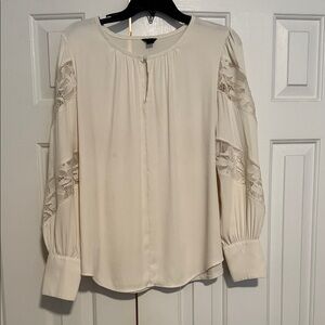 Ann Taylor Cream Blouse with Lace Accents